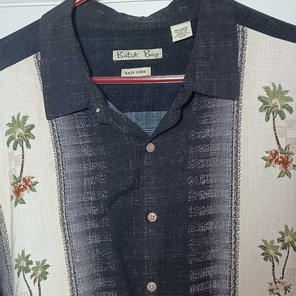 Batik Bay Hawaiian Shirt Black Short Sleeve Button Up Palm Tree Men's Size 2XL - Picture 2 of 10